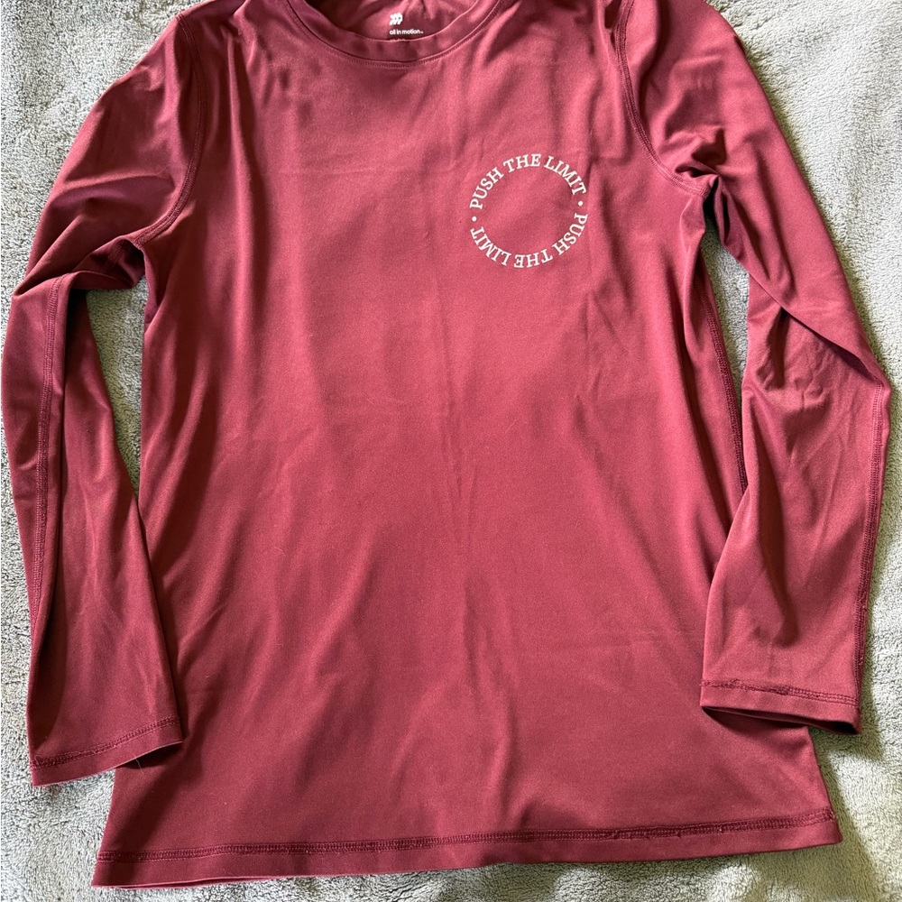 Boys XL all in motion Maroon Long Sleeve Athletic Top